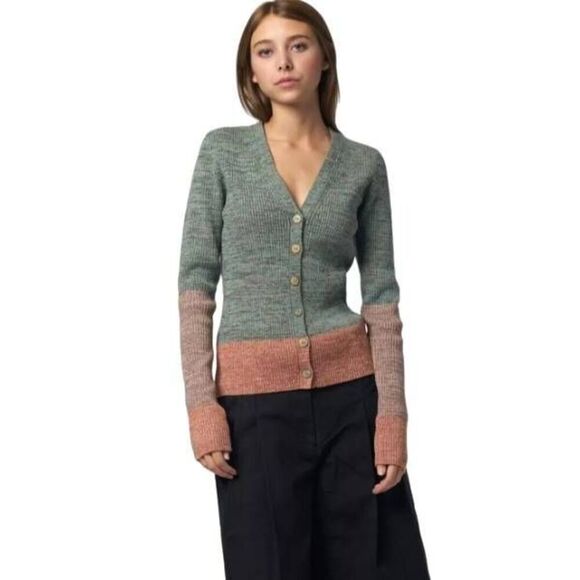 NWT Ulla Johnson Sweater Posey Cardigan in Twilight Green Wool Blend Size P - Picture 1 of 8